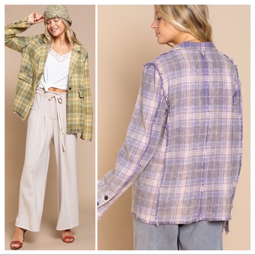 **ON BACK ORDER UNTIL FURTHER NOTICE** POL Grunge Meets Retro Plaid Jacket - Picture 4 of 17